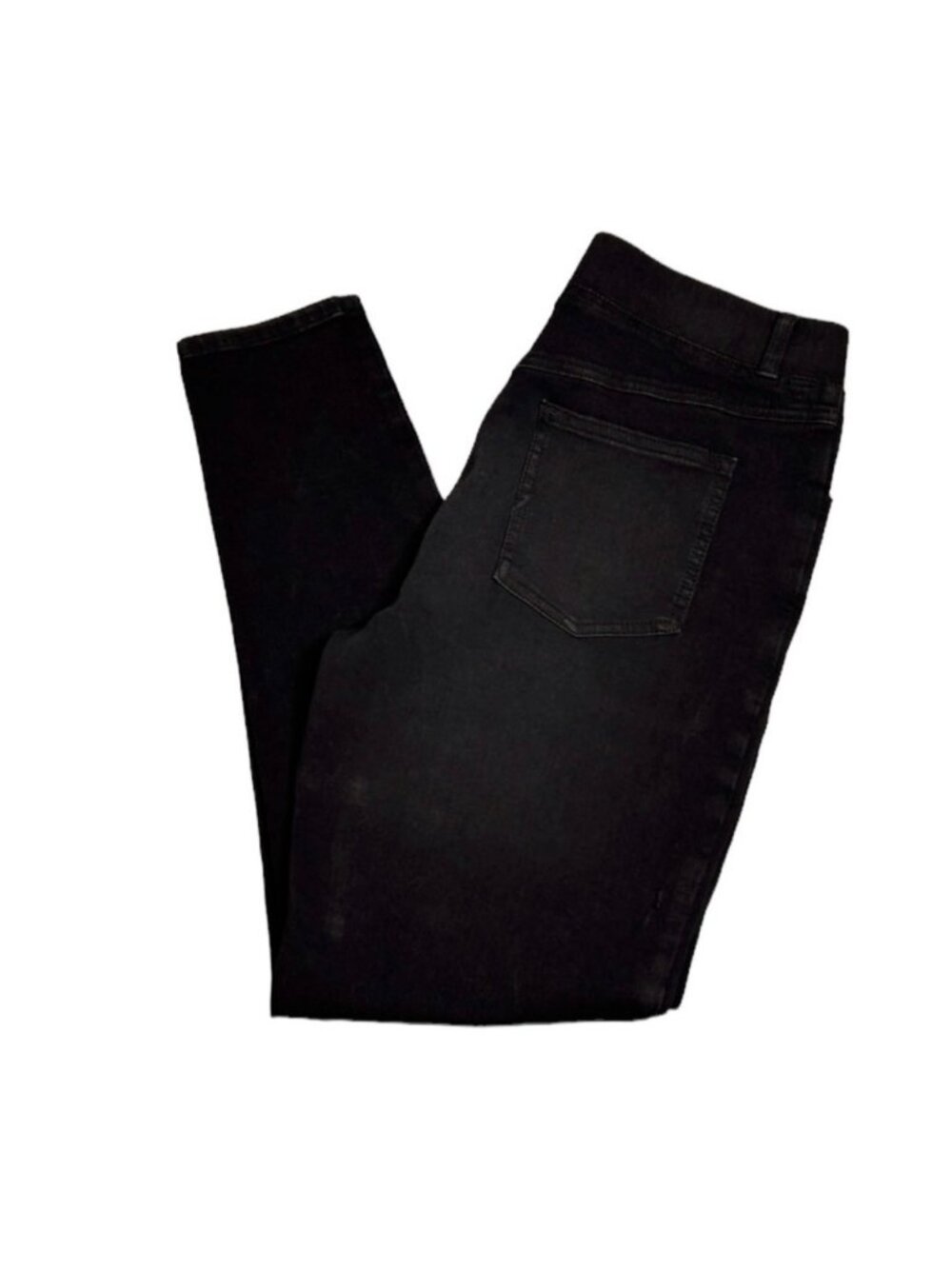 BETABRAND Black denim jeans Pull on Skinny leg 4 pocket Stretchy Size Large